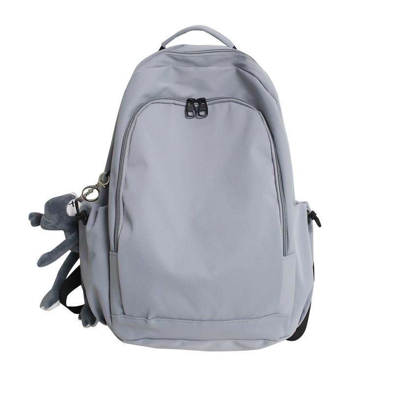 Simple Monochrome Nylon Backpack Female High School College Student Schoolbag Unprinted Large-Capacity Computer Backpack Male (Gray,single pack) серый