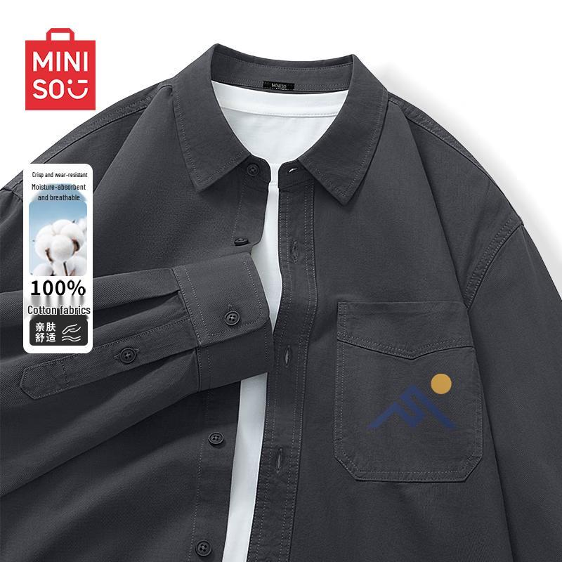 

MINISO Men s Pure Cotton Loose Casual Overshirt L