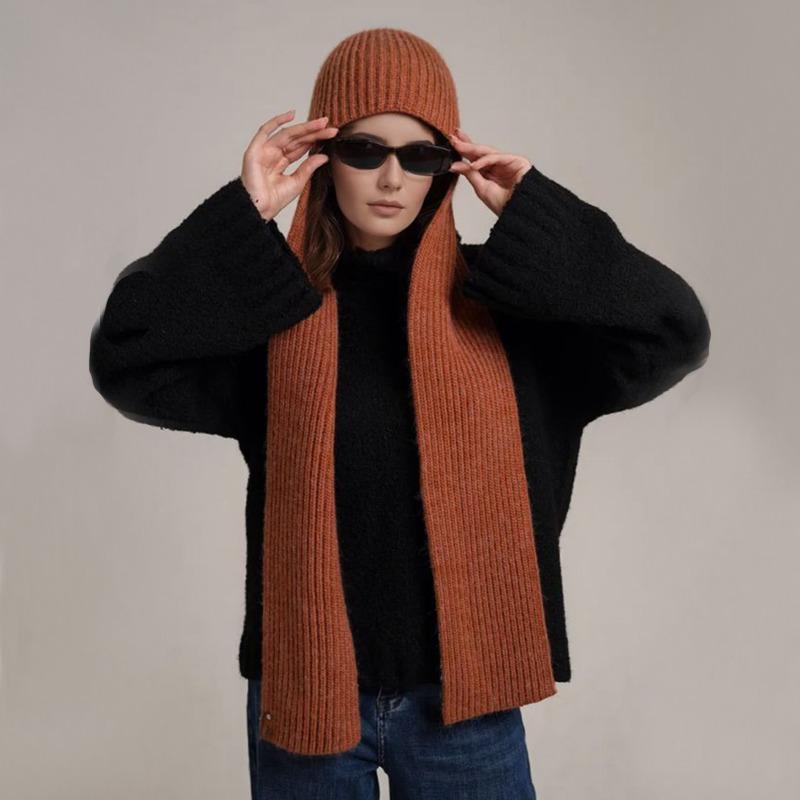 Premium fashionable hooded scarf integrated shawl men and women autumn and winter warm hooded bag head neck protection cold scarf shawl