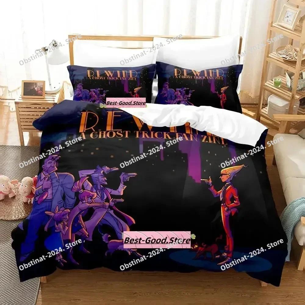 Game Ghost Trick Bedding Set Printed With Pillowcase Bed Duvet Cover Soft Single Double Queen Super King Size Adult Kid Bedroom
