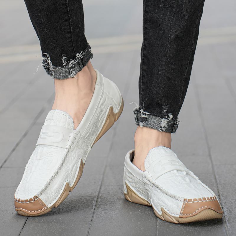 Fashion Genuine Leather Men's Driver Driving Style Loafers Relaxed-Fit Slip-On Loafer Superior Luxury Moccasins Casual Shoes