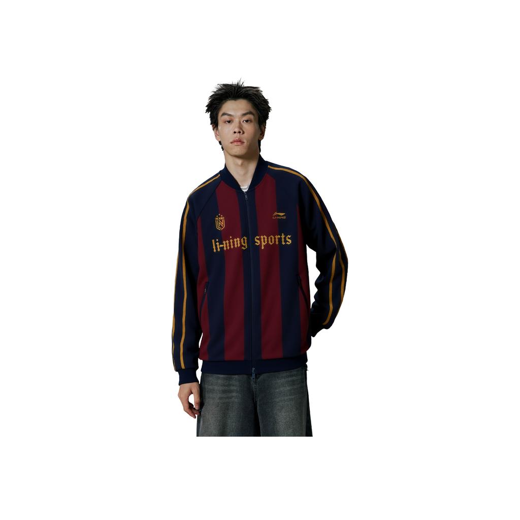 Li Ning Sports Fashion Series Fan Style American Retro Casual Versatile Letter Stripe Zipper Fleece Warm Sports Jacket Unisex Jacket AWDVC91-6