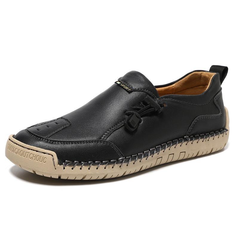 Plus Size Men's Handmade Casual Leather Shoes – Outdoor Fashion Lace-Up Oxfords with Non-Slip Sole, Lightweight Comfortable Walking Footwear