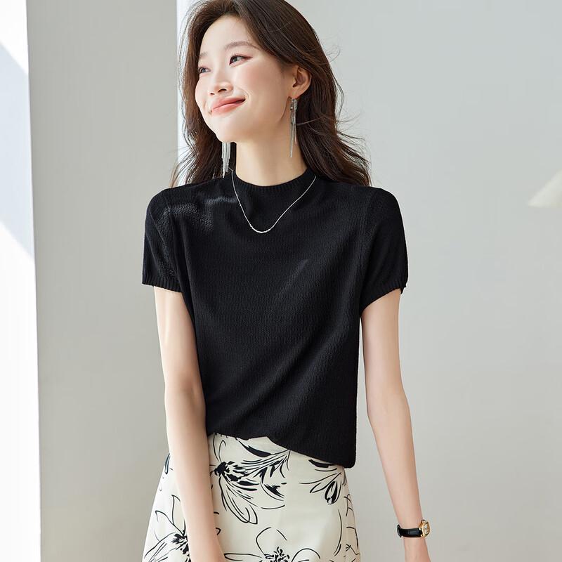 Damen T-Shirt aus 100% Maulbeerseide, gestrickt, kurzärmelig