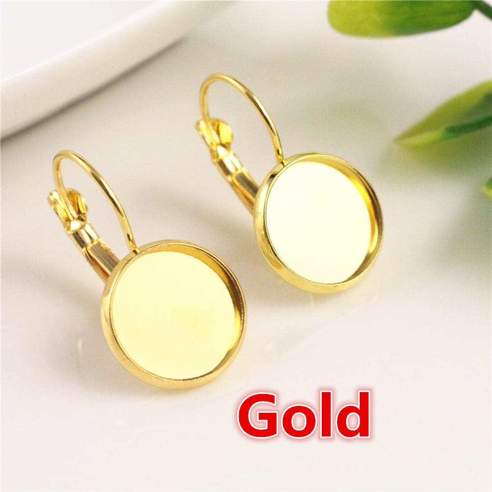 8-20mm 10pcs Classic Colors Plated French Lever Back Earrings Base,Fit 8-20mm Glass cabochons Earring Blank Supplies for Jewelry