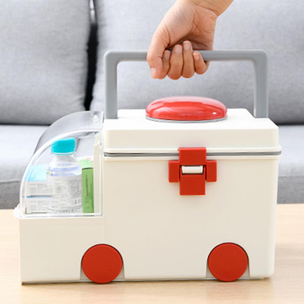 Car-Shaped Portable Storage Box Wear Resist Home Medicine Organizer Medicine Classification Storage Case for Room Decor