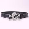 Original Dark Wind Punk Wind Snap Buckle Skull Button Head Belt Unisex Street Wind Rivet Belt Female