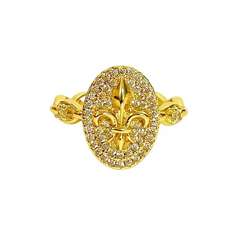 [Gilt Qi Jewelry] Medieval Vintage Full Of Diamonds Zircon Iris Retro Open Ring Personalized Ring Woman