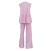 2025 Women's European-American Solid Color V-Neck Sleeveless Top & Long Pants Two-Piece Set - Stylish & Comfy