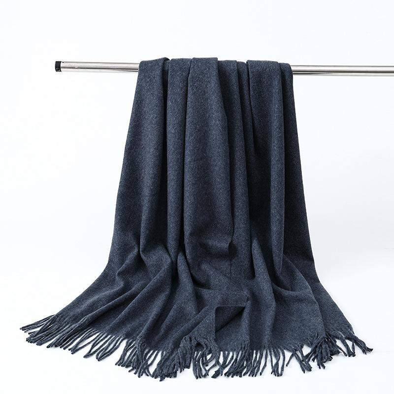 Wool Scarf Women's Winter Korean Style Thickened Warm Solid Color Scarf Shawl High End Versatile Cashmere Scarf