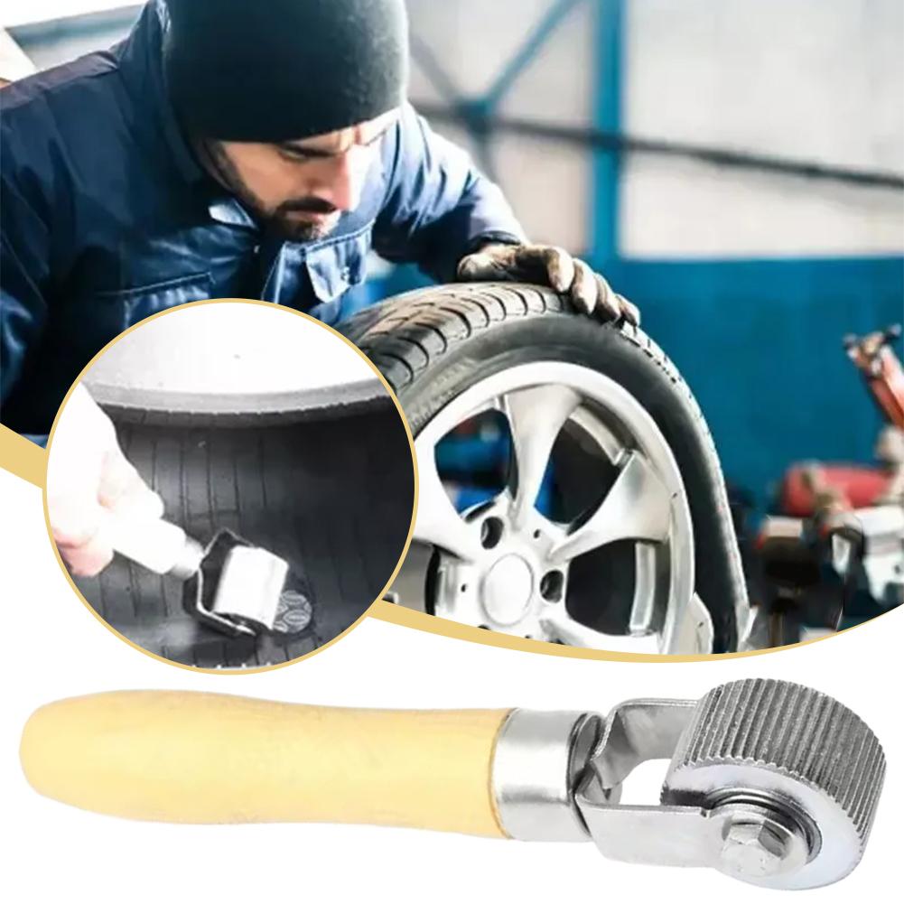 Car Tire Repair Kit Roller Auto Patch Roller Motorcycle Wheel Repair with Wooden Handle Tire Repairing Tool for Cars Access R7W9