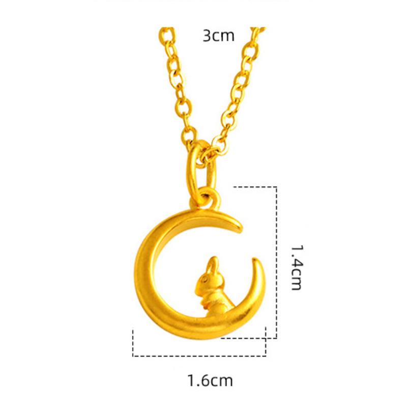 New Retro Rabbit Pendant Looking At Moon Rabbit Necklace Senior Design Sense Light Luxury Subtilial Gift Gift
