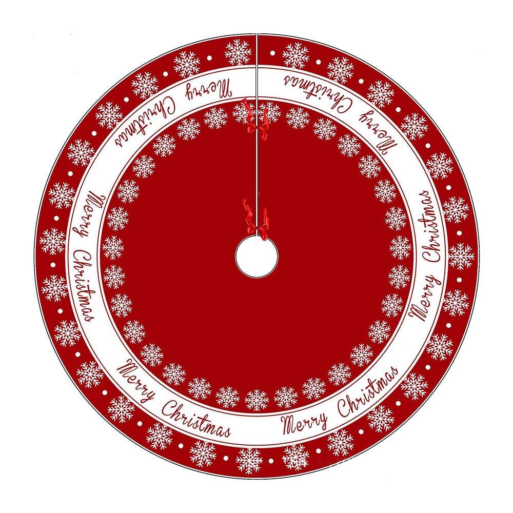 

Red Swirl Design Xmas Tree Mat Plush Material Tree Base Cover Christmas Decoration 75cm червоний