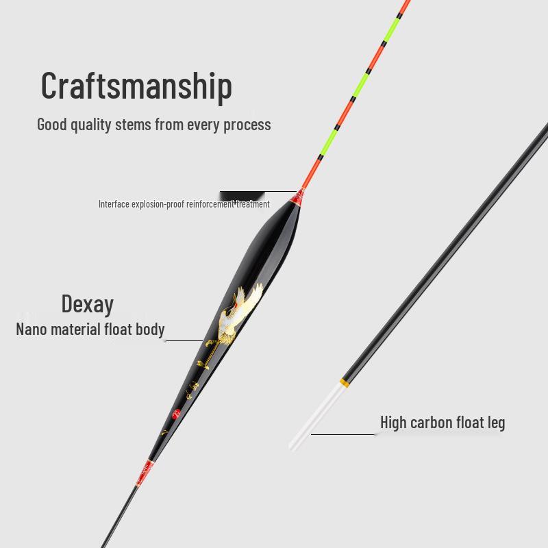 Enhanced High-Sensitivity Crucian Carp Float: Wind & Wave Resistant with Eye-Catching Tail.