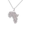 ZRM Schmuck Mode Kristall Anhänger Afrikanischer Schmuck Geschenk für Frauen/Männer Trendiger Strassstein Afrika Karte Anhänger Halskette