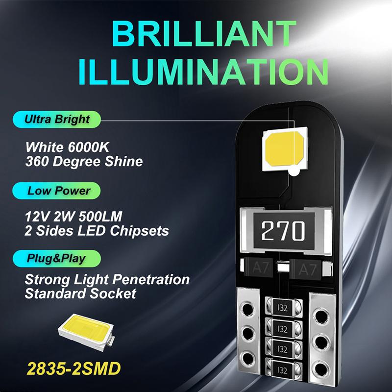 10Pcs W5W T10 Led Canbus No Error Bulb Car Interior Light 194 Led Signal Lamp For Car Light Reading Light Signal Lamp