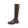 Autumn and winter solid color tall boots thick-soled non-slip large-size women's boots medium heel round head new leather boots Korean version Mart