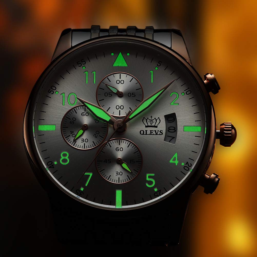 OLEVS Men's Business Watch with Metal or Stainless Steel Band, Analog Display, Stylish and Casual Watch