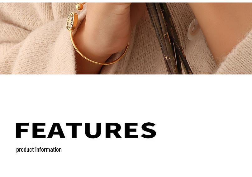 French Daisy Water Shell Soft Wire Bangle, 18K Gold Plated Titanium Steel, Geometric Bracelet Z200
