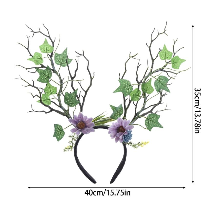 Blumen-Geweih-Haarreifen für Damen und Kinder, Rentier-Geweih-Haarreifen für Renaissance-Accessoires