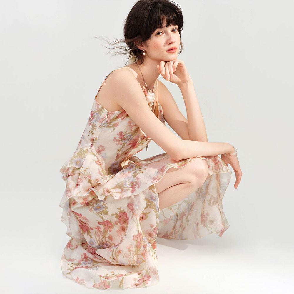 Wednesday Delight Wd_Floral Frill Detail Slip Dress_Pink