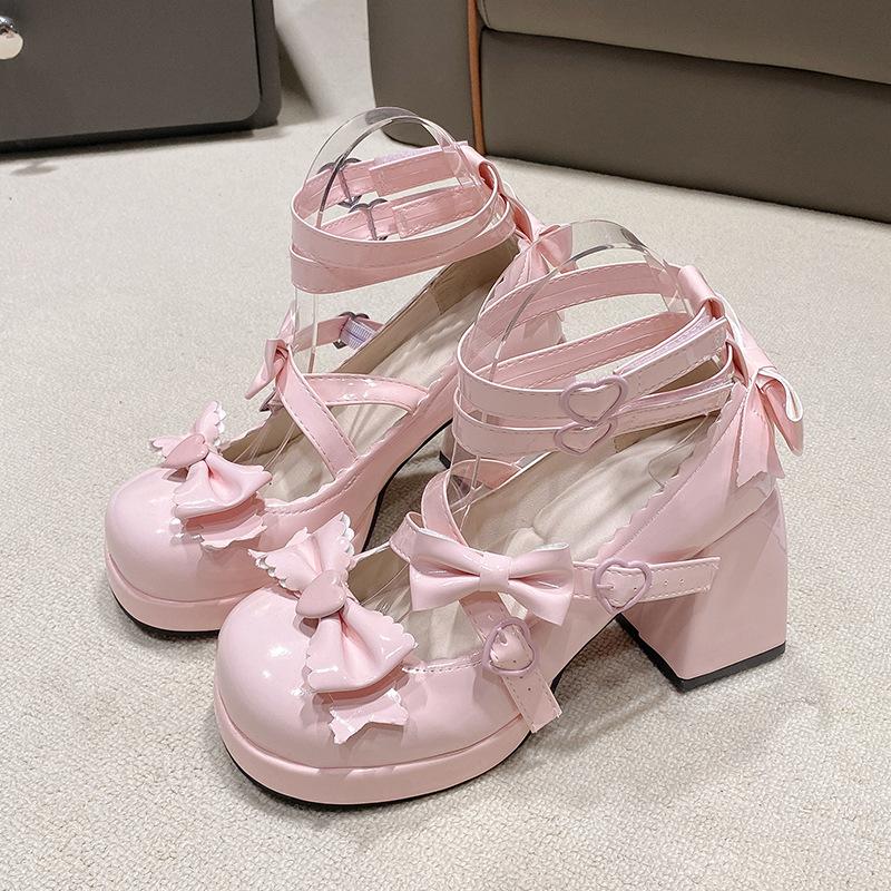 Thick Soled Mary Jane Shoes Women's Original New Sweet Japanese Lolita Hot Girl Tea Party High Heeled Leather Shoes