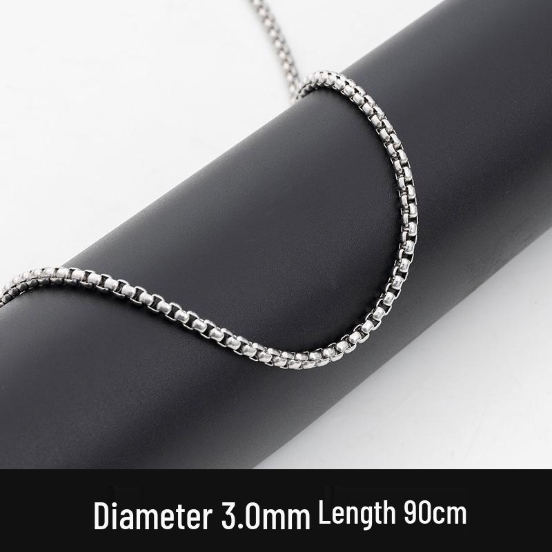 Trendy Interlocking Square Pearl Stainless Steel Men's Necklace - Hip Hop Titanium Jewelry