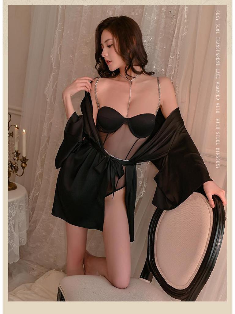 Sexy Backless Bodysuit Lingerie: Cotton Pad Bust Support, Open Crotch, Quick Release Uniform, Pure Desire Nightwear for Women