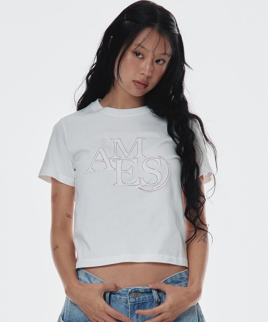 AMES-WORLDWIDE Ames Applique Tee White