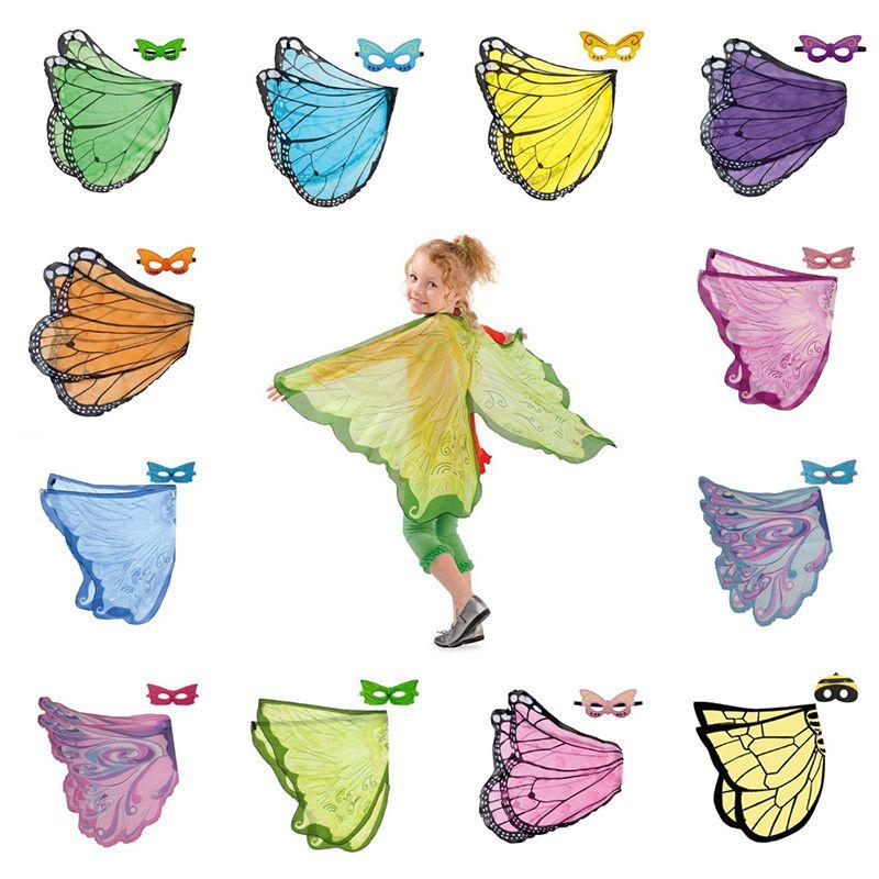 Halloween Childrens Butterfly Wings Cape Cloak With Mask Elf Dress Up Costume