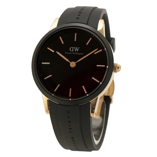 Daniel Wellington Iconic Motion 40mm Watch, Black and Rose Gold with Rubber Strap, DW00100425