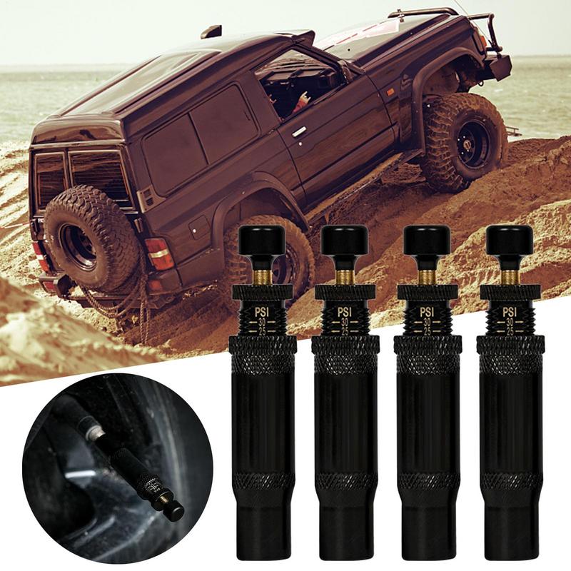 Air Down Tire Deflators Adjustable Tire Air Deflators 4 Pieces Auto-Stop 4x4 Spin-on Tire Inflator Tool 10-30 PSI Rapid