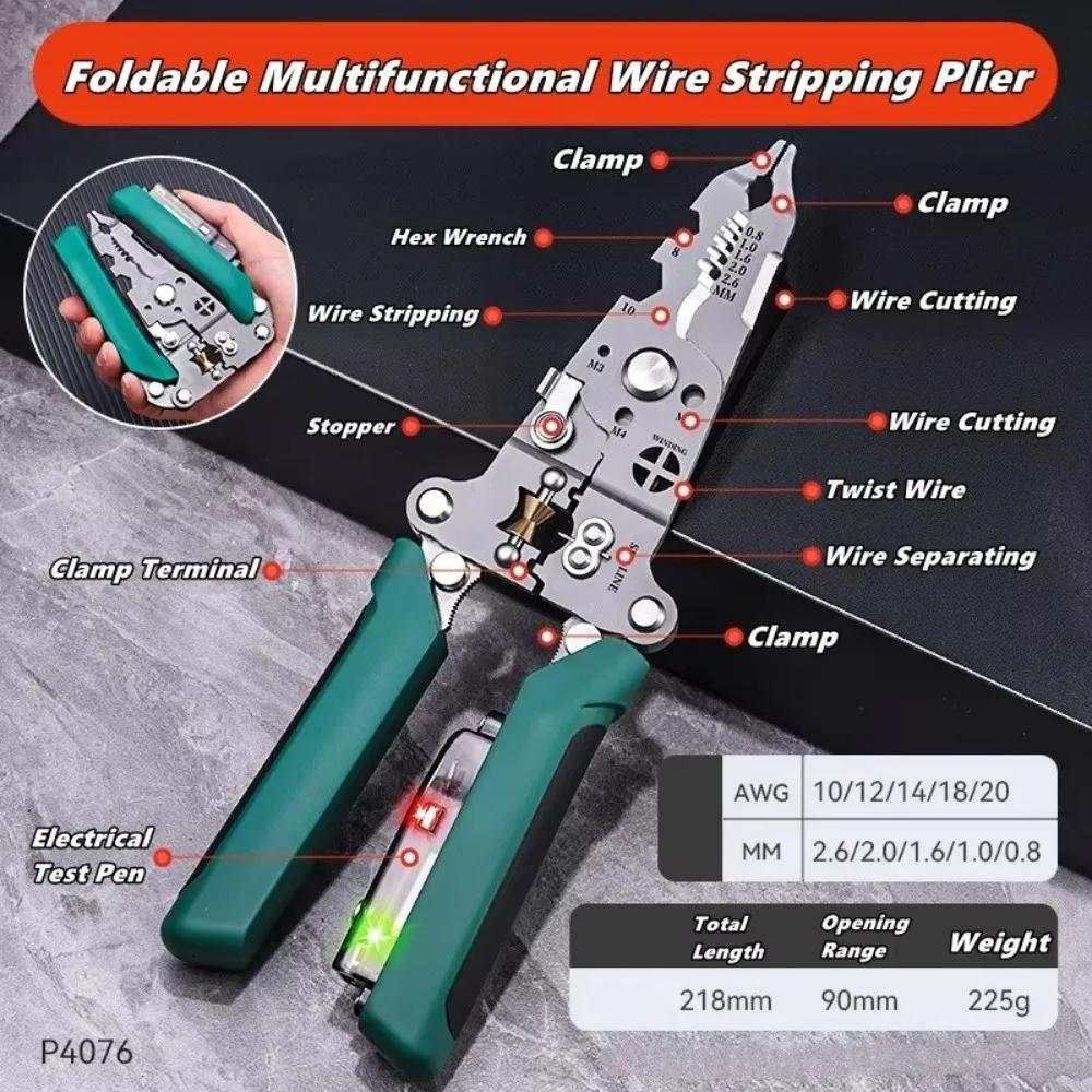 Useful Metal Wire Stripper Multi-function Manually Crimpper Foldable Wire Cutting Pliers Wireman Maintenance Tool