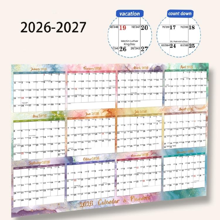 2026 Double Sided Erasable Calendar 48x32Inch Full Year to View Calendar Wall Mount Yearly Planner Dated for Home Office