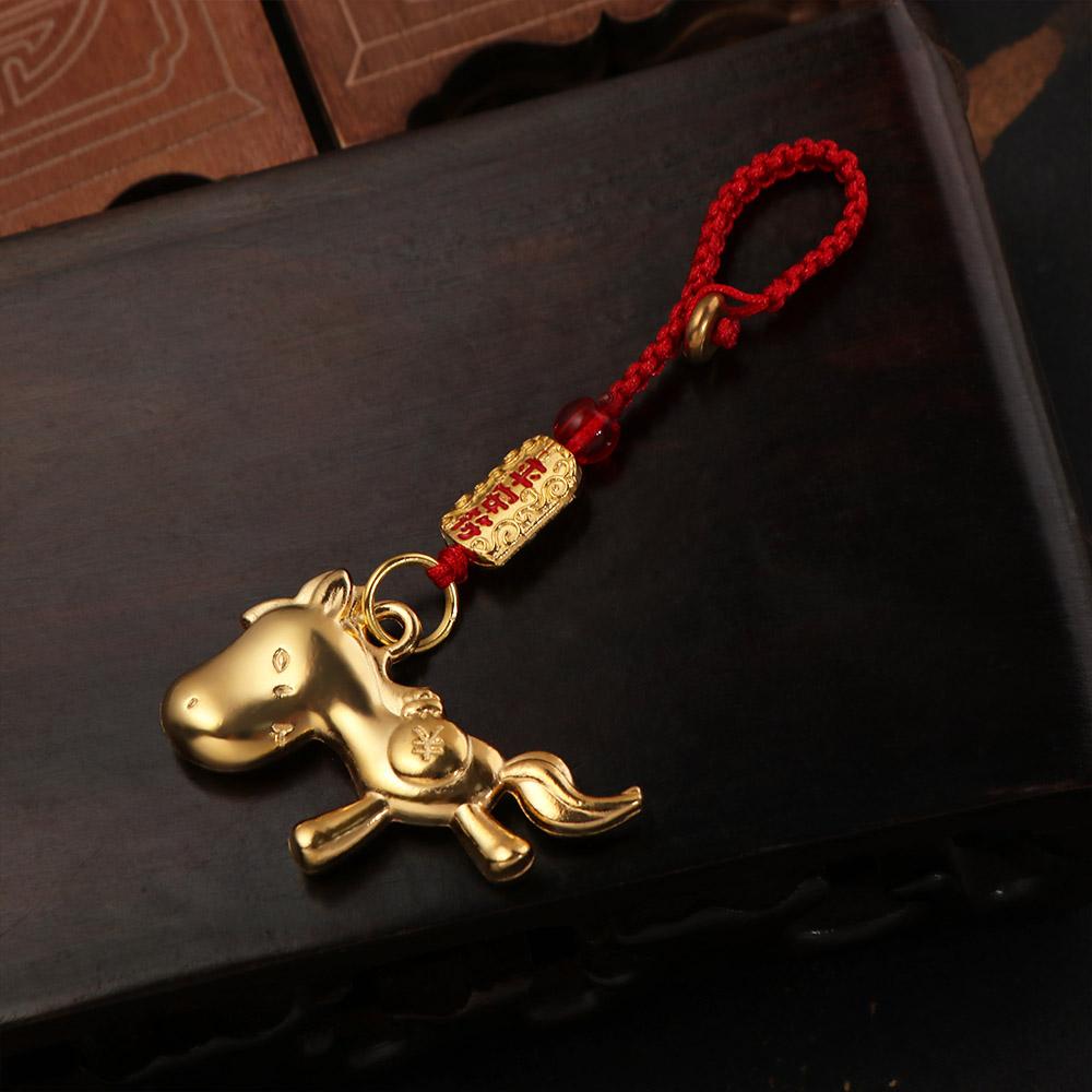 Wealth Lucky Horse Bag Pendant Vintage Weaving Key Chains Chinese Zodiac Key Ring  Jewelry Gift