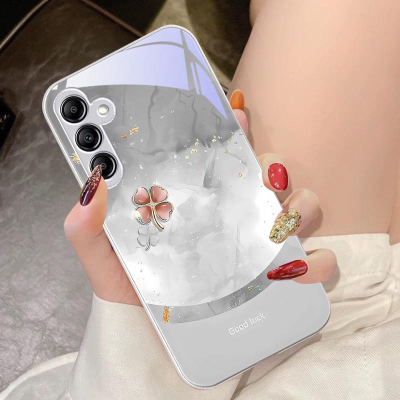 Trèfle à Quatre Feuilles Dégradé Pour Samsung Galaxy A14 4G 20 30 52 20S 21S 22 A32 33 34 42 50 51 53 54 70 71 72 73 5G Coque de Téléphone en Verre