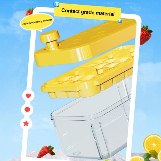 Yousheng Ice Cube Tray with Lid And Bin Large Capacity Ice Cube Mold for Freezer Stackable BPA Free Easy Release Ice Maker for Chilling Drinks Coffee