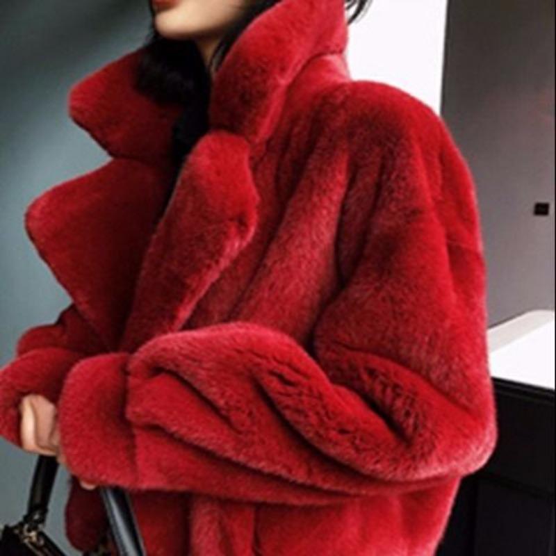 Autumn and winter new imitation mink coat women's short imitation fur silhouette coat imitation mink imitation fur