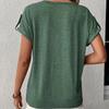 Elegant Loose Simple Tshirts Woman Summer New Solid Short Sleeve Plus Size T-shirt Women Fashion Buttons Round Neck Casual Tee Shirt Office Lady 24528