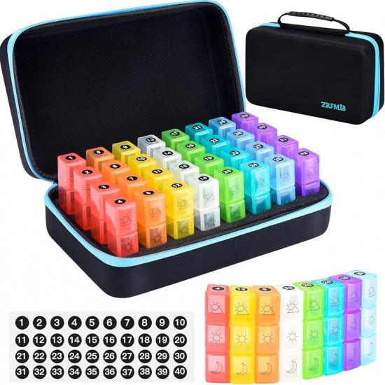 ZRFMIB Monthly Pill Organizer 3X a Day, 30 Day Travel Pill Box Organizer with 32 Daily Compartments, Month Pill Box Organizer for Fish Oil, Vitamins, Monthly-3 Times a Day