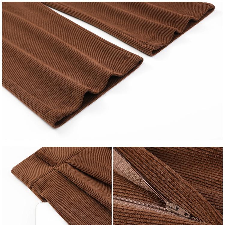 Autumn Women's Black Velvet Wide Leg Trousers for Outwear