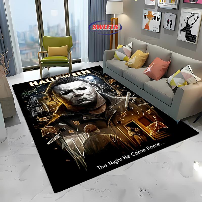 1PC M-Michael M-Myers Halloween Horror Carpet Soft Rug for Living Room Dining Room Playroom Floor Decor All Season Mat