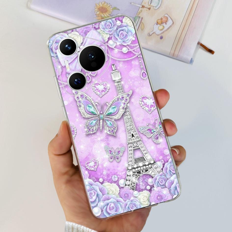 For Huawei Pura 70 Pro Plus Case Fashion Flowers Clear Soft Silicone Shockproof Phone Cover For Huawei Pura 70 Pro Pura70 Bumper