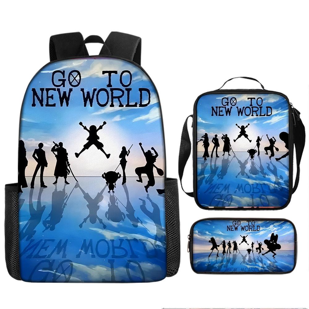 Animation ONE PIECE schoolbag three-piece play peripheral backpack large capacity middle school student outdoor campus computer bag