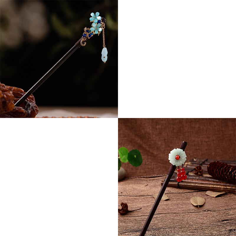 Tassel Wooden Hairpin: Chinese Style Ethnic Hanfu and Qipao Accessory