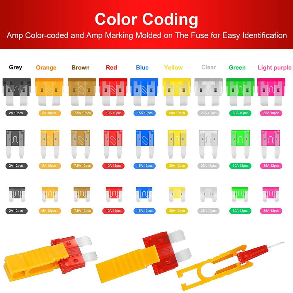 306pcs Fuse Assortment Kit Car Boat Truck SUV Car Assorted Replacement Blade Fuses with 2 Car Fuse Testers and 2 Fuse Pullers Fuses4