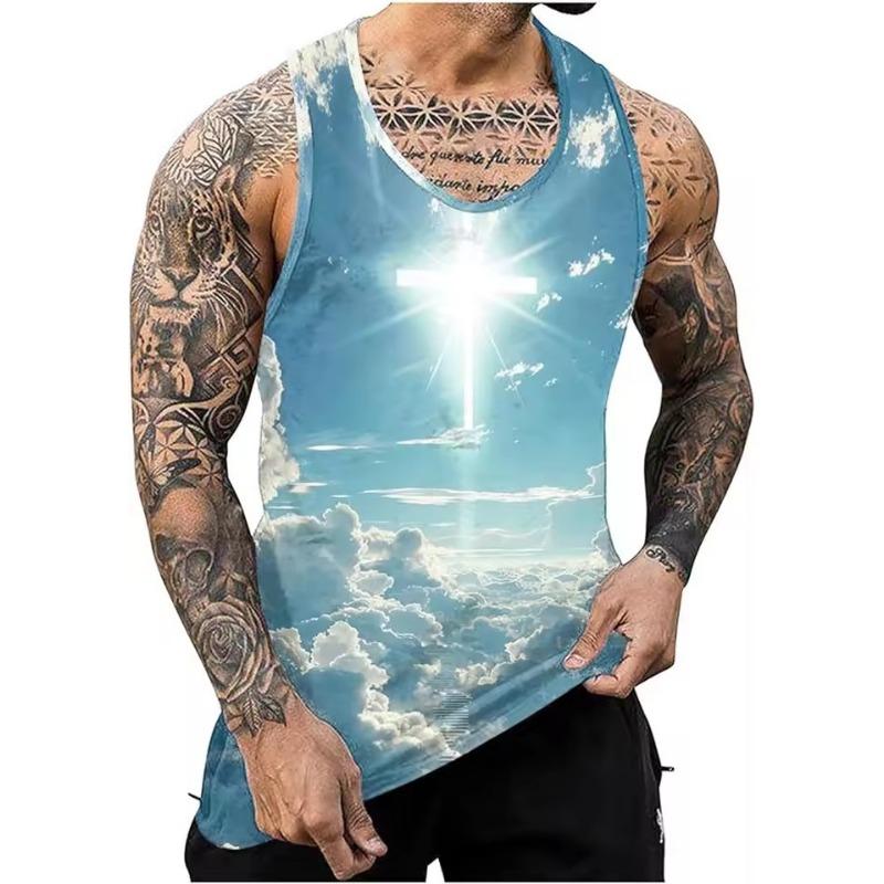 

Summer Cross Pattern 3D Print Men s Tank Tops Harajuku Printed Vest Fitness Gym Muscle Casual Sleeveless Men T-Shirt Vest 6XL