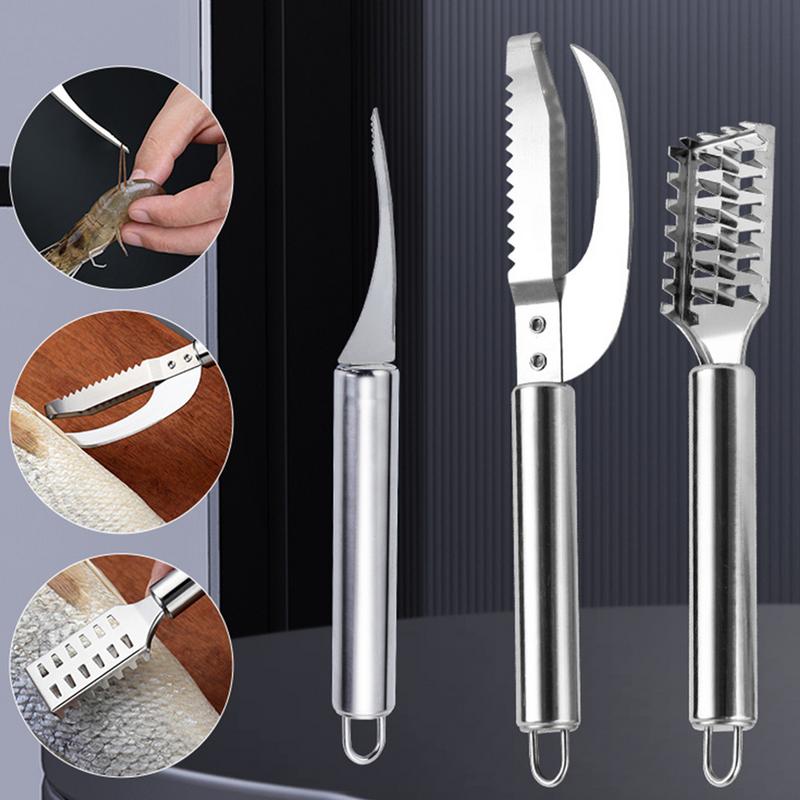 3 ks Kartáč na rybí kůži Rychlé odstranění šupin Škrabka Hoblík Nástroj Škrabka na ryby Rybářský nůž Čisticí nástroje Kuchyňské doplňky