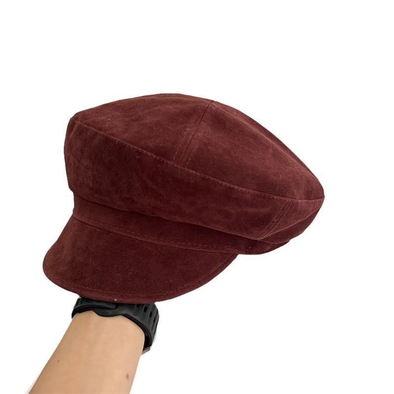 Simple Temperament Deerskin Velvet Octagonal Hat Women's High-quality Good Version Newsboy Hat Showing Face Small Versatile Casual Trendy Hat