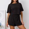 Europäisch-Amerikanisches Sommer-Lockeres Schwarzes Kurzarm-Pyjama-Set